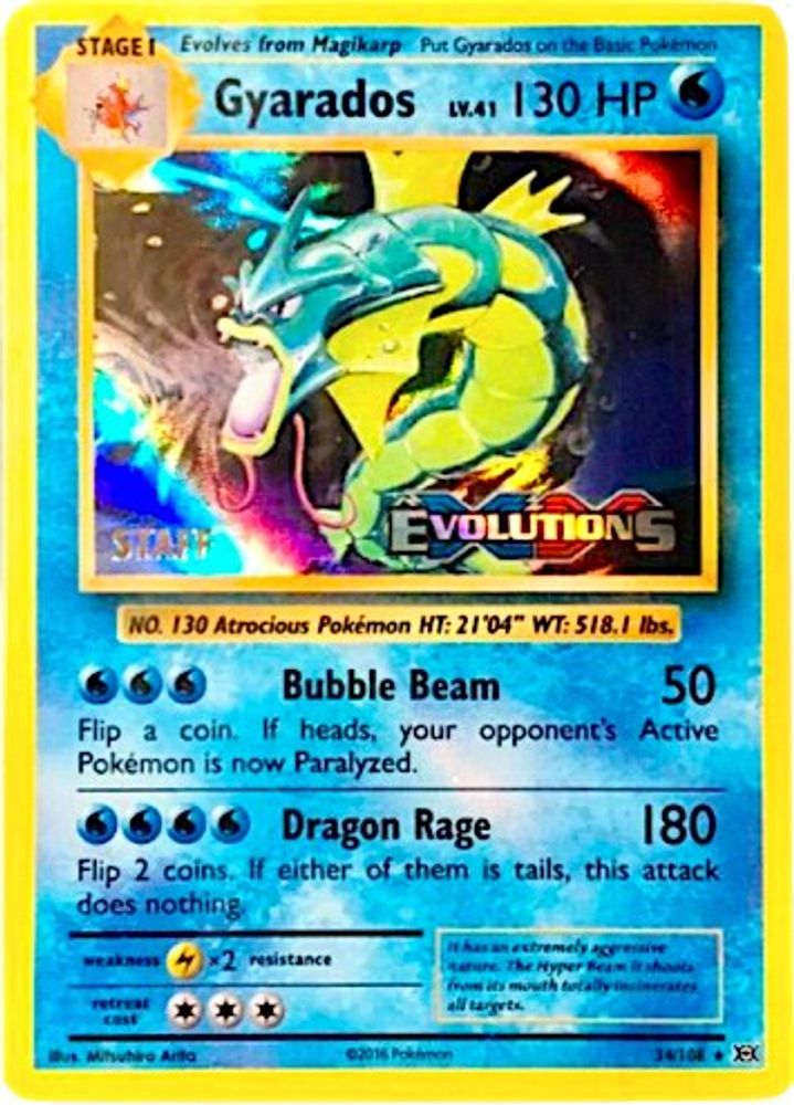 Gyarados - 34/108 (Prerelease) [Staff]