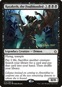 Razaketh, the Foulblooded, Prerelease Cards