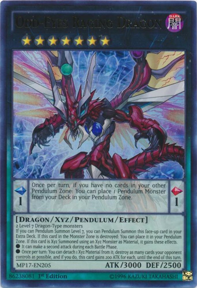Odd-Eyes Raging Dragon, 1st-edition, front