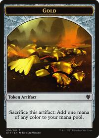 Gold // Cat Dragon Double-Sided Token, Commander 2017