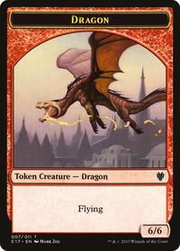 Dragon (007) // Gold Double-Sided Token, Commander 2017