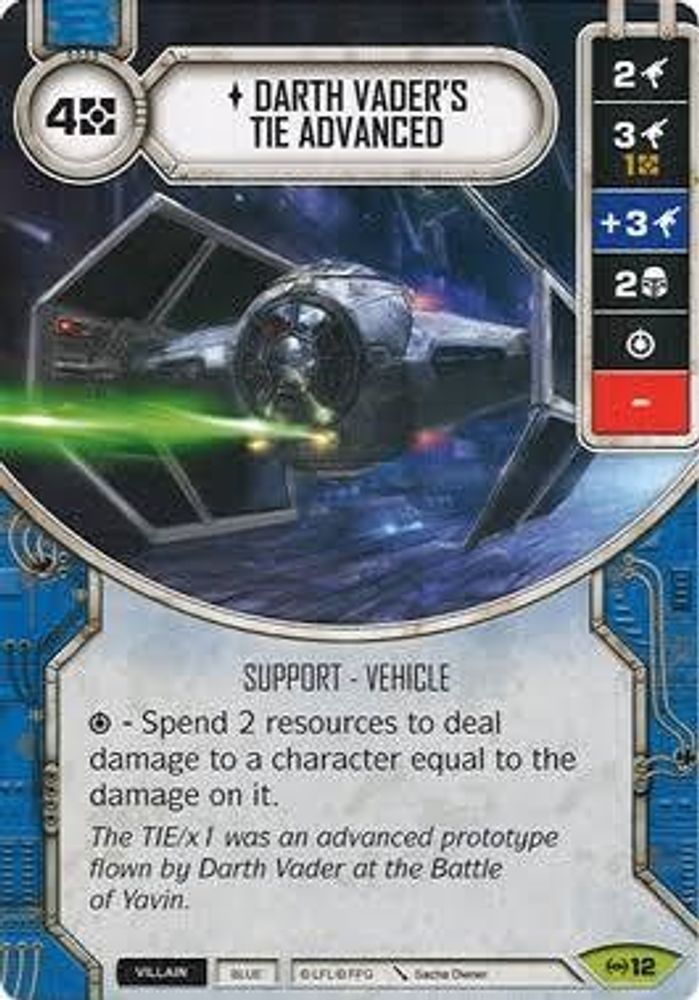Darth Vader's TIE Advanced (Card Only), Standard, front