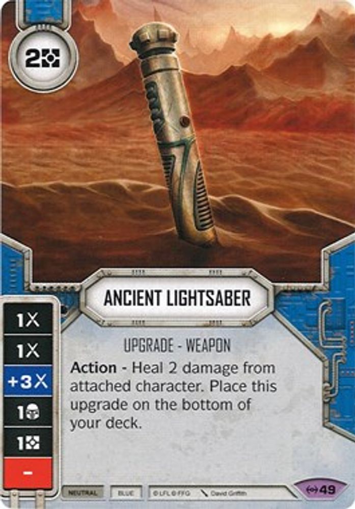 Ancient Lightsaber, Card-and-die, front