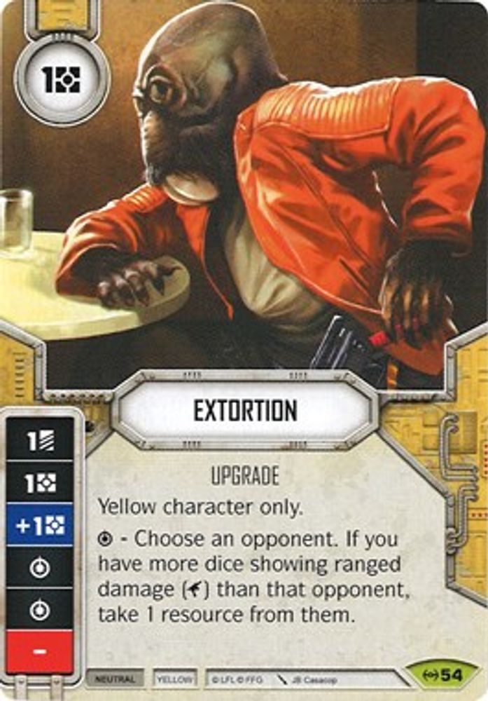 Extortion, Card-and-die, front
