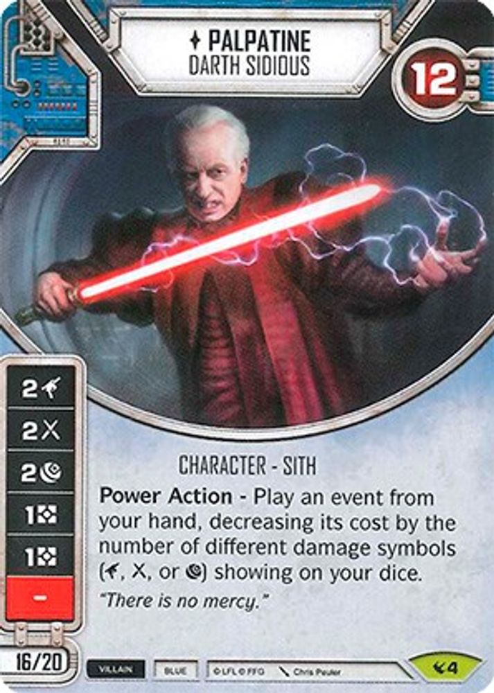 Palpatine - Darth Sidious, Card-and-die, front