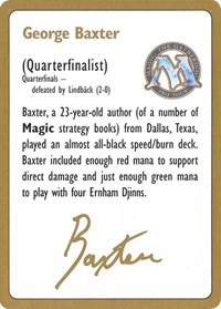 1996 George Baxter Biography Card, World Championship Decks