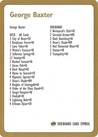 1996 George Baxter Decklist Card, World Championship Decks