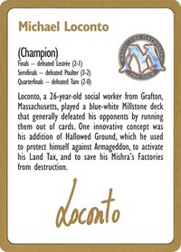 1996 Michael Loconto Biography Card, World Championship Decks
