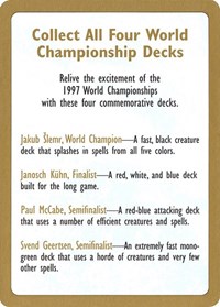 1997 World Championship Advertisement Card, World Championship Decks