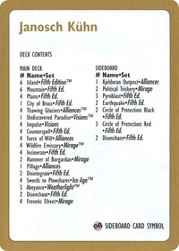 1997 Janosch Kuhn Decklist Card, World Championship Decks