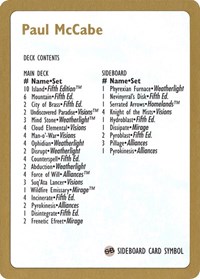 1997 Paul McCabe Decklist Card, World Championship Decks