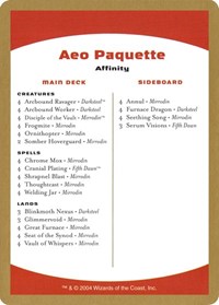 2004 Aeo Paquette Decklist Card, World Championship Decks