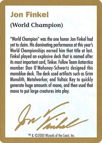 2000 Jon Finkel Biography Card, World Championship Decks