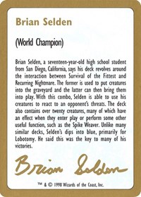 1998 Brian Selden Biography Card, World Championship Decks