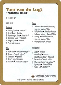2001 Tom van de Logt Decklist Card, World Championship Decks