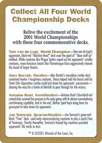 2001 World Championship Advertisement Card, World Championship Decks