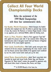 1999 World Championship Advertisement Card, World Championship Decks