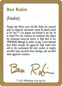 1998 Ben Rubin Biography Card, World Championship Decks
