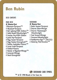 1998 Ben Rubin Decklist Card, World Championship Decks