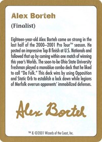 2001 Alex Borteh Biography Card, World Championship Decks
