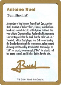2001 Antoine Ruel Biography Card, World Championship Decks