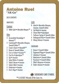 2001 Antoine Ruel Decklist Card, World Championship Decks