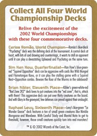 2002 World Championship Advertisement Card, World Championship Decks