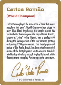 2002 Carlos Romao Biography Card, World Championship Decks