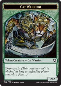 Cat Warrior // Thopter (026) Double-Sided Token, Commander 2018