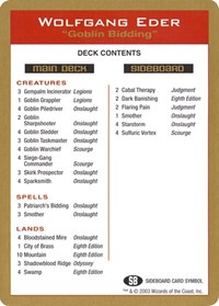 2003 Wolfgang Eder Decklist Card, World Championship Decks