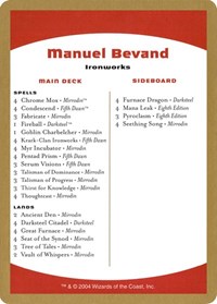 2004 Manuel Bevand Decklist Card, World Championship Decks
