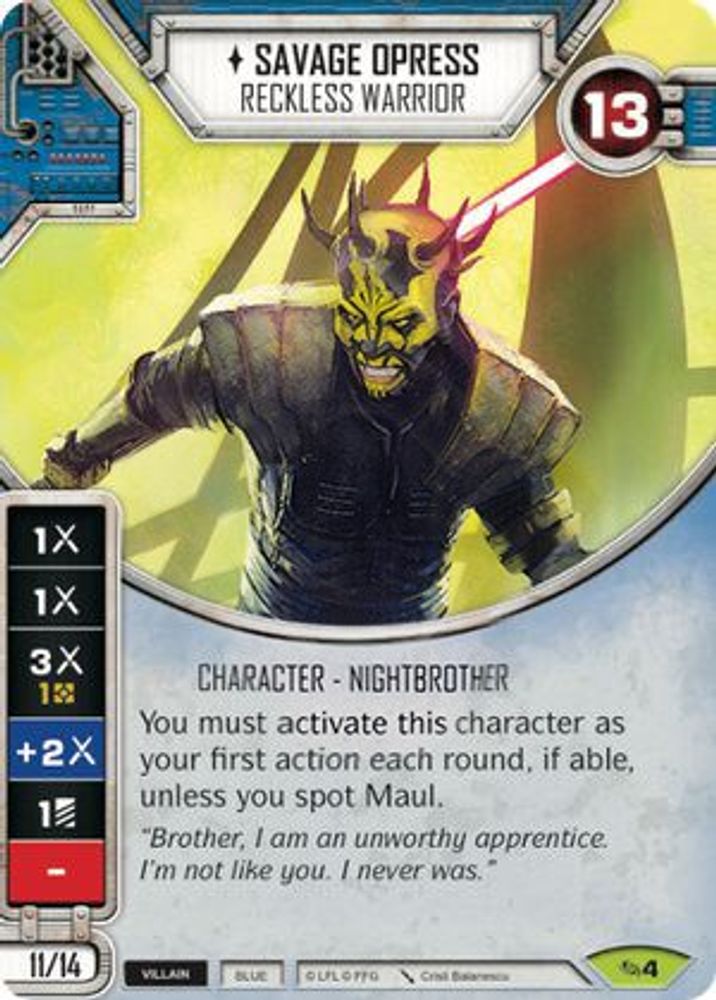 Savage Opress - Reckless Warrior, Card-and-die, front