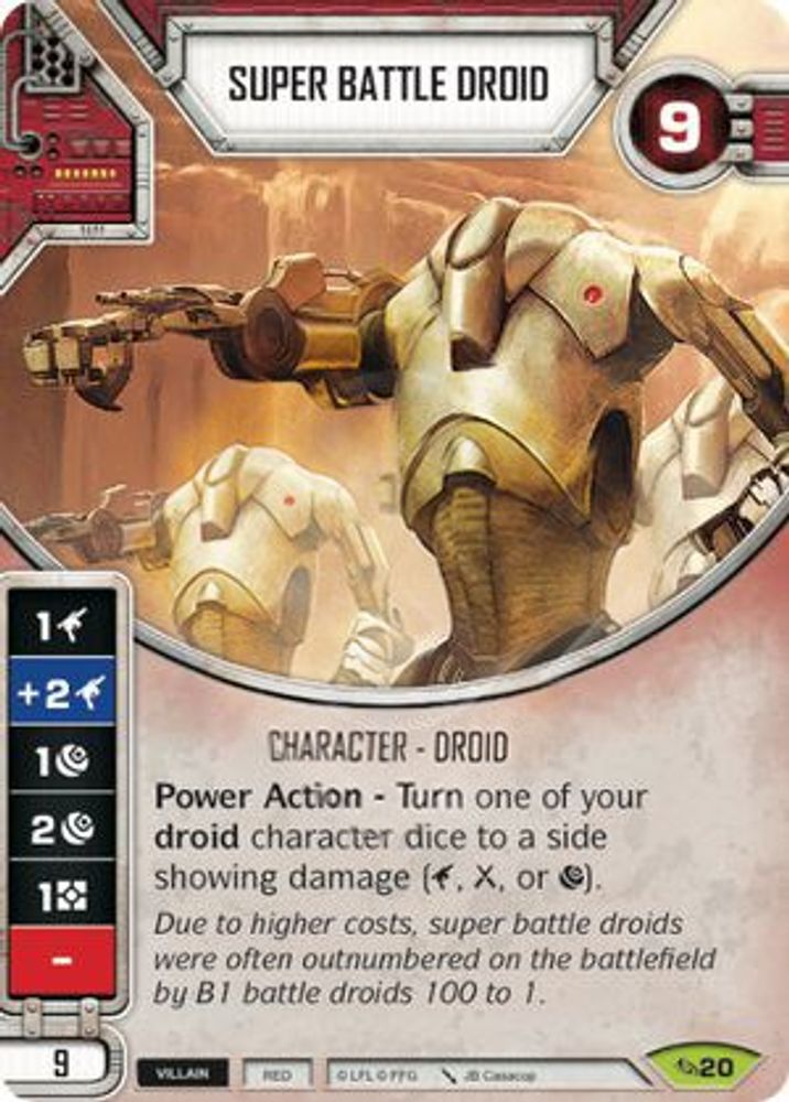 Super Battle Droid, Card-and-die, front
