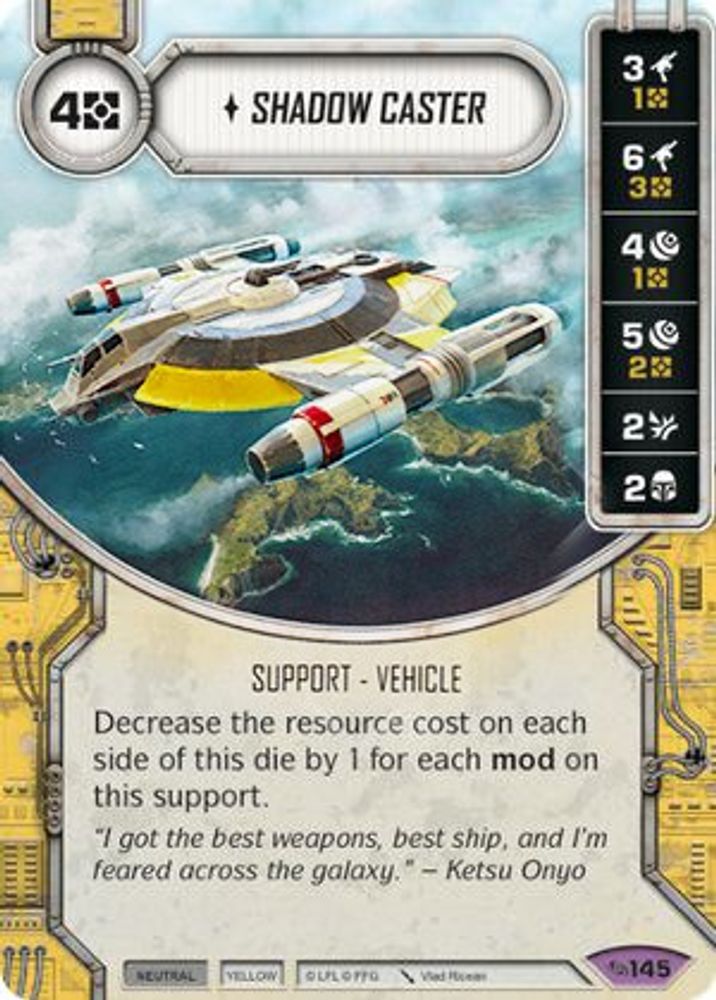 Shadow Caster, Card-and-die, front
