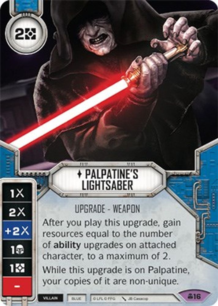 Palpatine's Lightsaber, Card-and-die, front