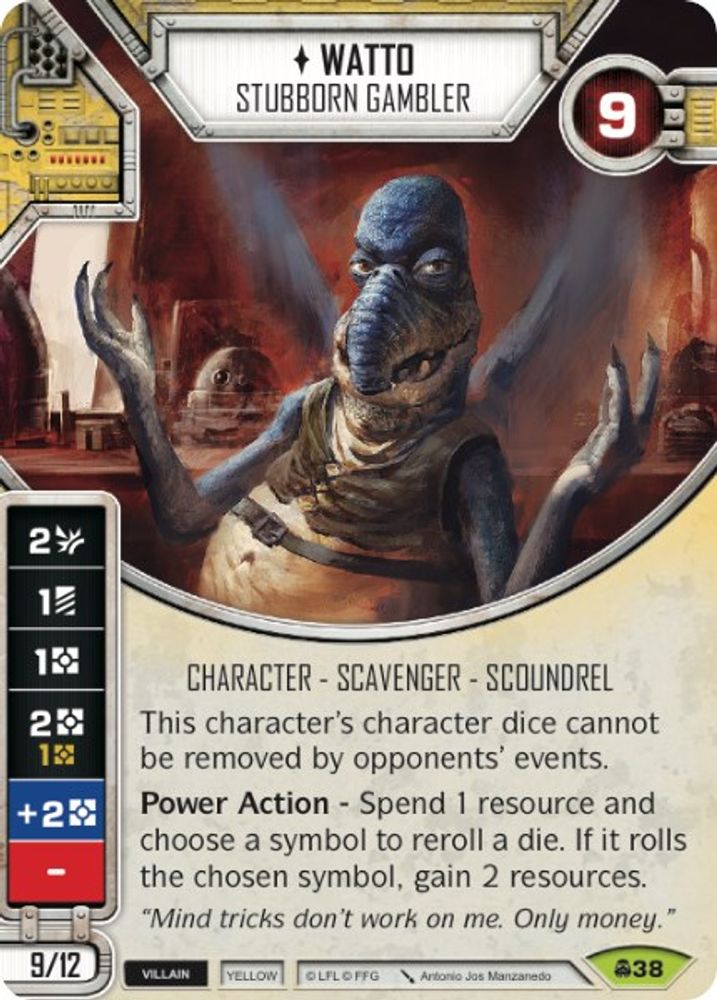 Watto - Stubborn Gambler, Card-and-die, front