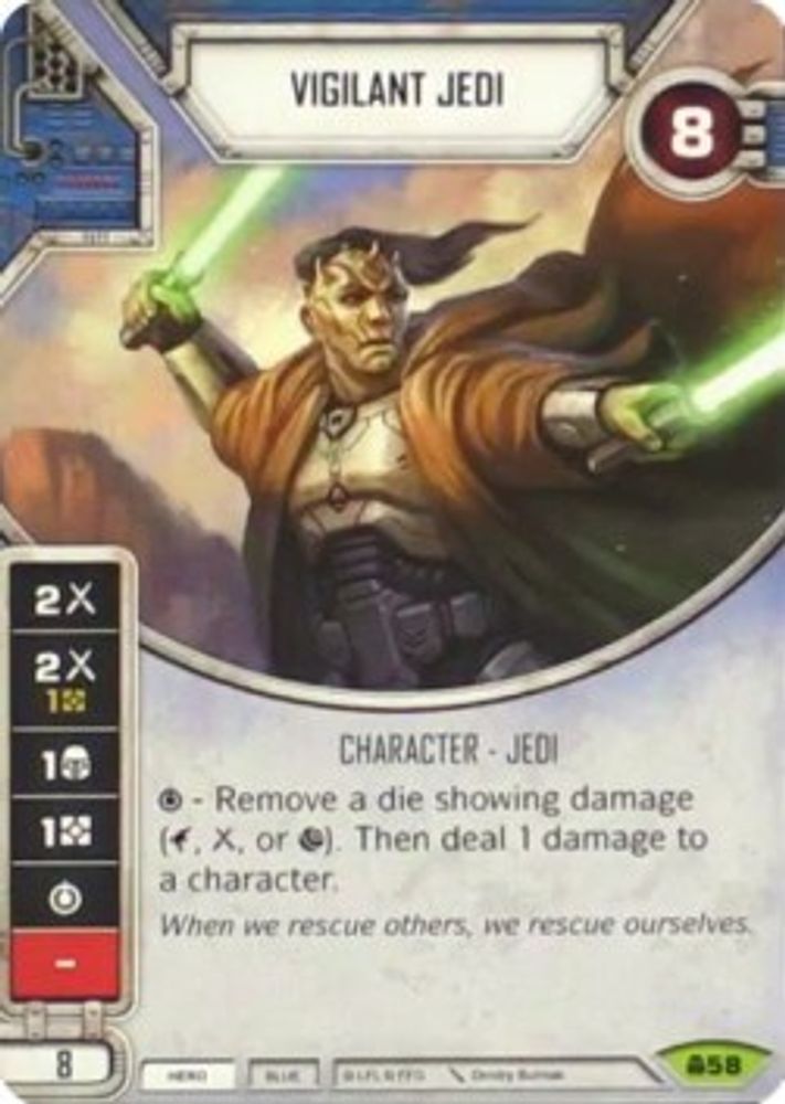 Vigilant Jedi, Card-and-die, front