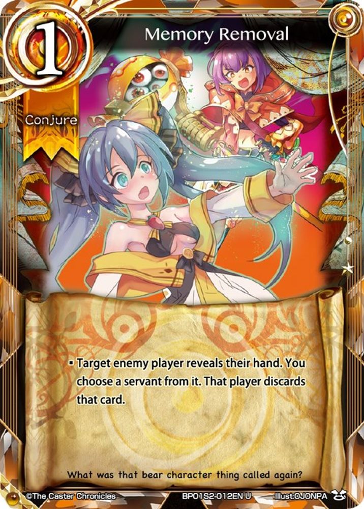 Memory Removal, Standard, front