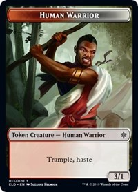 Human Warrior // Food (016) Double-Sided Token, Throne of Eldraine