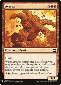 Avarax, The List Reprints