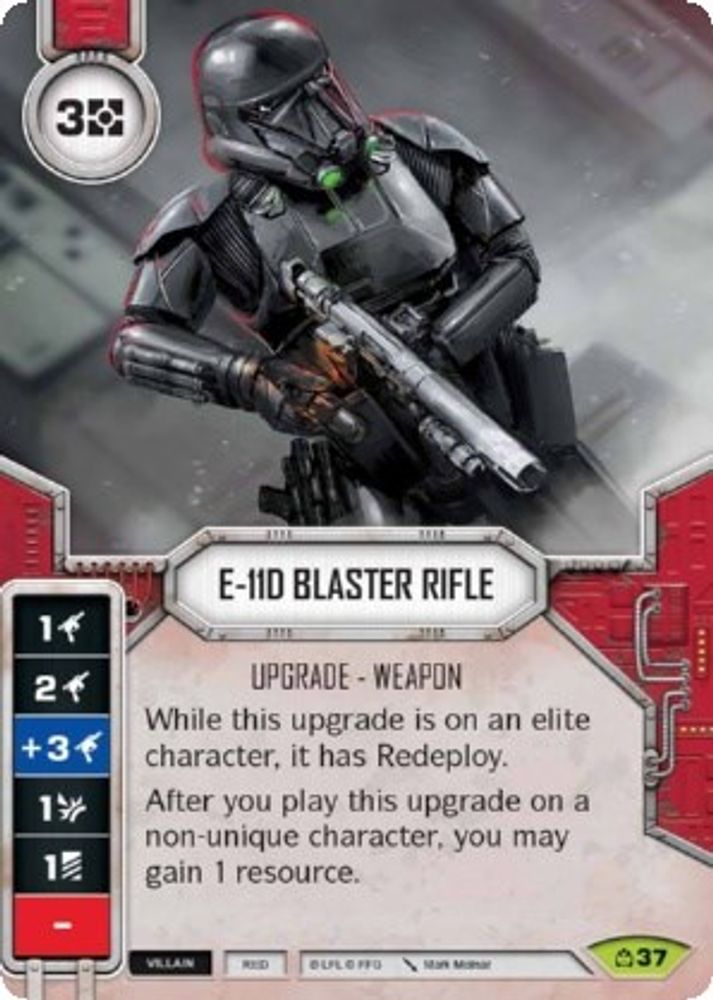 E-11D Blaster Rifle, Card-and-die, front