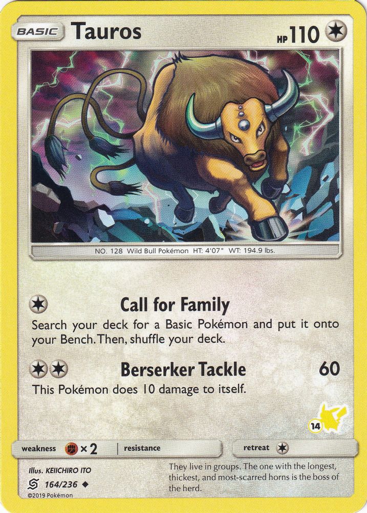 Tauros - 164/236 (#14 Pikachu Stamped)