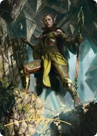 Nissa of Shadowed Boughs Art Card (5/81) (Gold-Stamped Signature), Art Series: Zendikar Rising