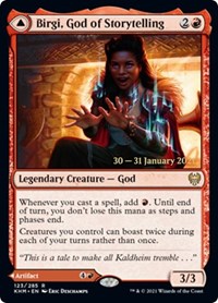 Birgi, God of Storytelling, Prerelease Cards