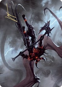 Burning-Rune Demon Art Card (Gold-Stamped Signature), Art Series: Kaldheim