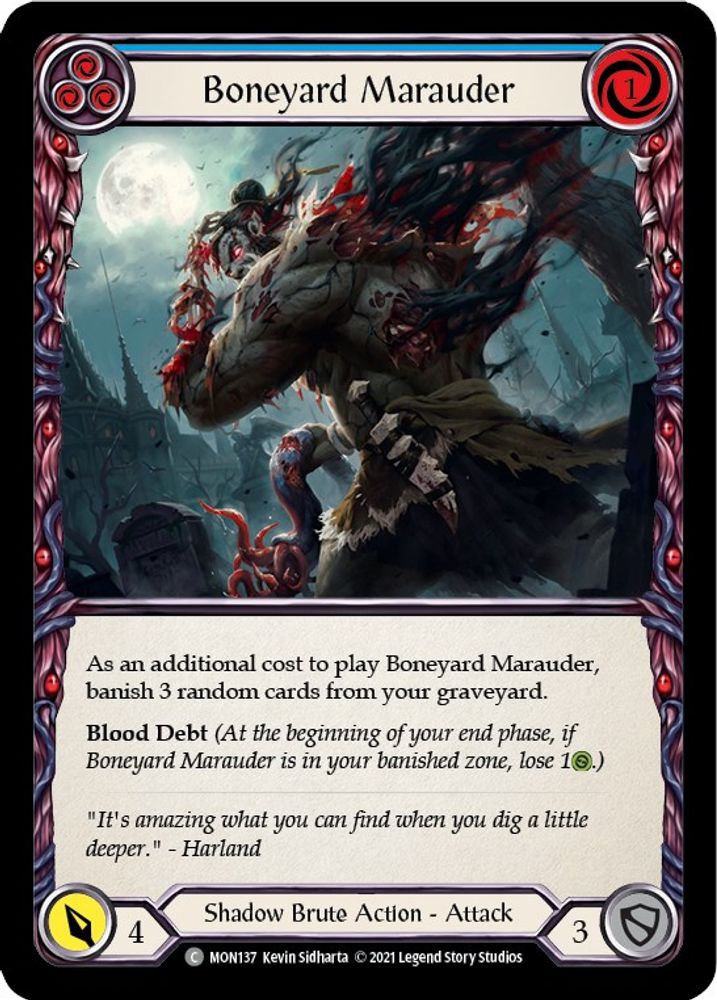 Boneyard Marauder (Blue), 1st-edition-rainbow-foil, front
