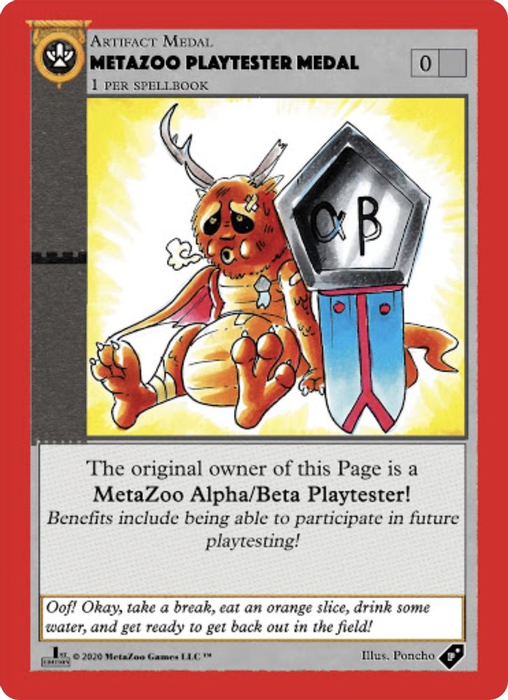 Metazoo Playtester Medal, Standard, front