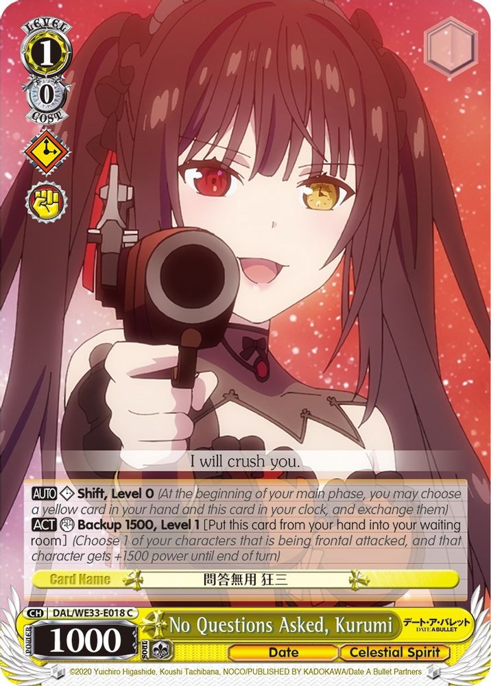 No Questions Asked, Kurumi (Parallel Foil), Standard, front