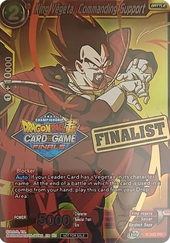 King Vegeta, Commanding Support (Championship 2021 Vault Set) (Finalist Gold Stamped), Standard, front
