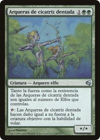 Jagged-Scar Archers (Spanish) - "Arqueras de cicatriz dentada", Magic Encyclopedia 2011 (Salvat)